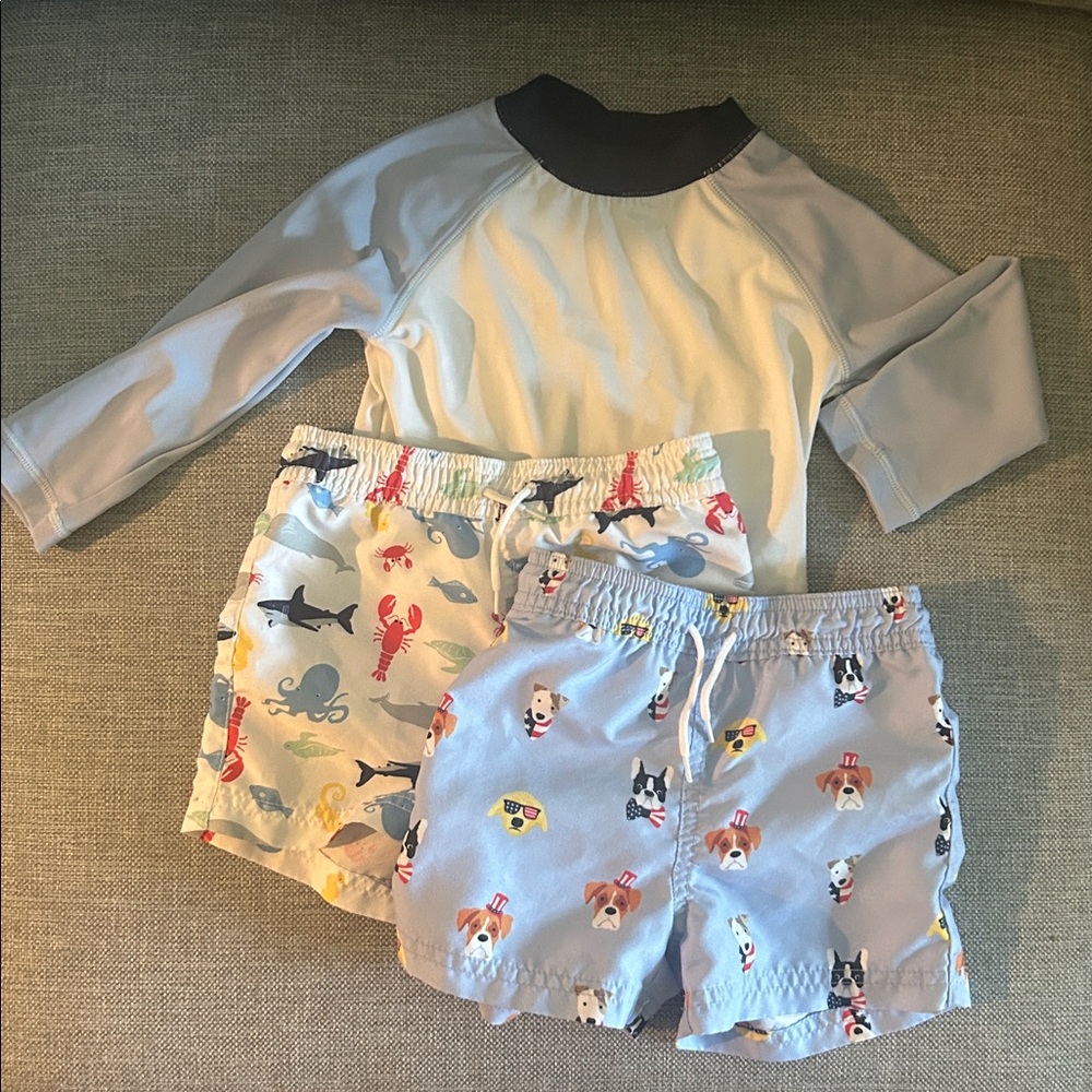 Janie and Jack Rashguard Bathing Suit Set (THREE ITEMS)